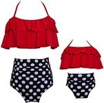 ICOOLTECH Womens High Waist Bikini Family Matching Swimwear Mother Girl Swimsuit (Red-Women, XL)