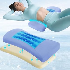 Gel Lumbar Support Pillow for Sleeping with Adjustable Pad Relief Lower Back Pain: Cooling Back Support Pillow for Bed - Ergonomic Memory Foam Wedge Bolster Pillow for Side, Back and Stomach Sleepers