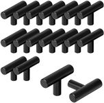 BELLE VOUS 20 Pack of Kitchen Cabinet Handles - 50mm T Bar Pulls - Black Stainless Steel Knobs - Hardware for Drawers, Cupboards, Doors, Furniture, Bedroom, Wardrobes & Furniture