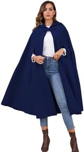 Gihuo Cape Poncho Women's Hooded Maxi Cloak Casua Coat Winter Warm Long Cloak Cosplay Costumes Outerwear（Navy）