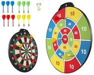 BullseyeSports 18-Inch Magnetic Dartboard Set, Safe Kids Dart Game, Perfect Boy's Gift for Indoor and Outdoor Fun with 12 Darts, Double-Sided Large Dartboard