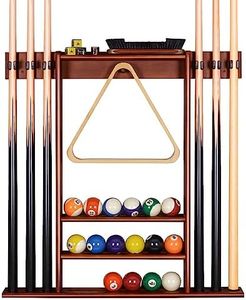 XCSOURCE Pool Cue Rack, Pool Stick Holder Wall Mount, 6 Pool Billiard Stick Holder Wall Billiard Cue Rack, Made of Solid Pine Wood, Pool Table Accessories for Billiard Room or Club (Cue Rack Only)