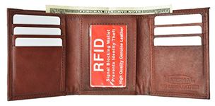 Marshal Wallet RFID Blocking Men's Leather Slim Trifold Wallet - Red -