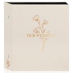 Lanpn Wedding Photo Album 6x4 600 Pocket Photos Slip in, Linen Cover Large Capacity Newlywed Marriage Album Hold 600 Portrait Landscape Photos (Flower, Beige)