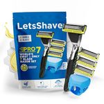 LetsShave Pro 7 Max Razor Value Set for Men (1 Handle + 4 Blades) | World's First & Only 7-Blade Razor for Men | Honeycomb Guard, Open Flow Design & Nature Infused Lubrication Strip | With Travel Cap