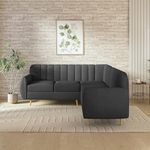 wakeup INDIA Hazy Premium Fabric Sofa Set | 5 Seater Fabric LHS L Shape Sofa Set for Living Room | Pocket Spring Cushion | Padded Cushioned Armrest | 3 Years Warranty, Polished Metal Leg (Dark Grey)