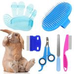 ZITSMS Rabbit Grooming Kit, Rabbit Brush for Shedding with Bunny Nail Clipper, Rabbit Nail Trimmers with Pet Combs for Hamster Guinea Pig Ferret(6 Pack)