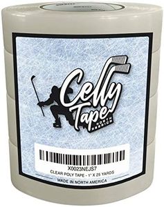 CellyTape Hockey Clear Poly Tape 4 - Pack, Clear Strong Adhesive for Ice Hockey shin Pads, Guards and Socks. Easy Tearing pro Tape Made in USA.