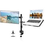 Suptek Monitor and Laptop Mount Holds 13-32 inch Computer Screen,Adjustable Monitor Arm Stand with Laptop Tray for 13-27 inch,Hold 22 lbs, with Clamp and Grommet Mounting Base