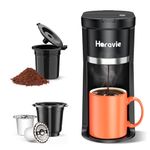 Small Single Serve Coffee Maker, Fast Brew One Cup Coffee Machine for K Cup and Grounds, 6 to 12 oz. Brew Sizes, Capsule Coffee Machine with Descaling Reminder and Viewing Tank, Black