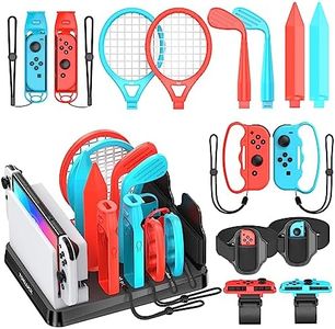 Switch Sports Accessories Bundle with Organizer Station Compatible with Nintendo Switch/ OLED Console & Joy-con, Storage and Organizer for Switch Sports Games, Accessories Kit for Nintendo NES Games