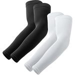 ZORNITSA UV Sun Protection Cooling Arm Sleeve - Running, Cycling, Cricket, Biking, Riding, Sports (2 Pairs: 1 Pair Black, 1 Pair White)