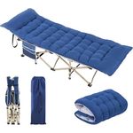 Yaheetech Folding Camping Cot Portable Outdoor Bed for Adults w/Mat & Storage Bag & Carry Bag, Heavy Duty Cots for Outdoor Travel & Office/Home Nap Blue Cot/Blue Pad