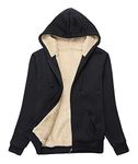 SWISSWELL Hoodies for Women Winter Fleece Sweatshirt - Full Zip Up Thick Sherpa Lined Hooded Jacket, Black, X-Large