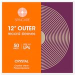 50x 12 Inch STANDARD Outer Vinyl Record Sleeves | CRYSTAL Clear Covers for Single Double Albums & LPs | Acid-Free Protective Plastic Sleeves | Clean & Crisp Polypropylene