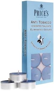 Price's - Anti-Tobacco Tealights - 10 Pack - Odour Eliminating Tealights - Made with Orange and Clove Extracts - Clean, Fresh, Quality Fragrance - Long Lasting Scent