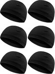 Syhood 6 Pieces Men Skull Caps Cotton Beanies Sleep Hats Multifunctional Helmet Liner Cap for Men and Women, Black, One Size