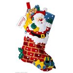 Bucilla Felt Applique Stocking Kit, Jolly Chimney Santa 18" Felt Applique Stocking Making Kit, 89543E