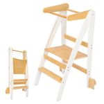 GREENSAPPIRE Wooden Learning Tower for Toddlers, Foldable Kids Step Stool with Anti-Tip Safety, Space-Saving Helper Tower for Kitchen & Bathroom Learning Activities (59.99)
