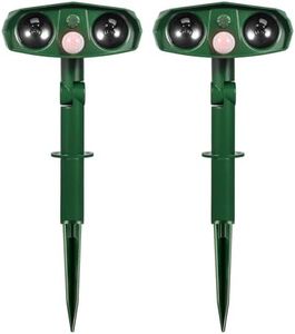 2 Pcs Ultrasonic Cat Repellent Outdoor Solar Animal Repeller for Cat Dog Deer Raccoon Rabbit Skunk Squirrel, Safe Deer Repellent Devices Animal Deterrent with Motion Sensor for Yard Lawn