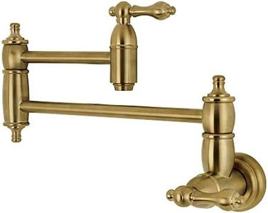 Kingston Brass KS3107AL Wall Mount Pot Filler Kitchen Faucet, Brushed Brass 20 x 2.63 x 8
