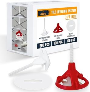 ALBO Tile Leveling System Set 1/8 inch - 200 PCS - Professional Floor & Wall Spacer Kit with Reusable Caps & Protection Plates - Anti-Lippage Installation Tools for Large and Small Tile Formats