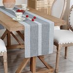 Braided Striped Table Runner Rustic Embroidery Coffee Table Runners for Decorations Weddings Holiday Grey 33x122cm/13x48inch