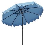 COSTWAY 9FT/2.71M Garden Parasol, 8 Ribs Heavy-Duty Sun Shade Canopy with Crank Handle, Push Button Tilt and Ruffled Edges, Outdoor 2-Tier Market Table Umbrella for Beach Balcony Pool (Navy)