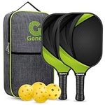 Gonex Pickleball Paddles, USAPA Graphite Pickleball Set, Carbon Fiber Pickleball Racket, Lightweight Fiberglass Pickle Ball Paddle with 4 Balls, Portable Carry Bag