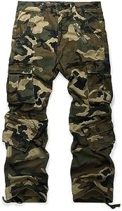 OCHENTA Men's Camo Cargo Pants Cotton Casual Work Tactical Combat Tactical Pant with 8 Pockets Army Green Camo M 42