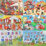 6 Puzzles Wooden Jigsaw Puzzles Set for Kids Age 4-8 Year Old 30 Piece Colorful Wooden Puzzles for Toddler Children Learning Educational Puzzles Toys for Boys and Girls (Car + Letters)