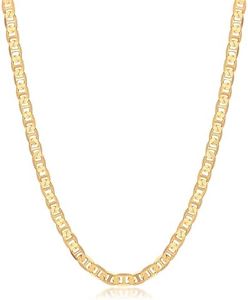 Barzel 18K Gold Plated Mariner Chain Necklace For Men & Women - Made in Brazil (18 Inches, 6MM Gold)