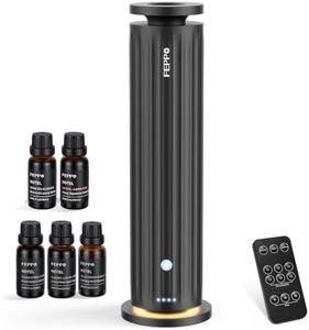 FEPPO Waterless Diffuser, Essential Oil Diffuser for Home Hotel Office – Cold Air Aroma Diffuser Starter Kit with 5×20mL Hotel Scent Oils, 6 Scent Levels, Quiet Aromatherapy Diffuser, 1000+ Sq Ft