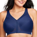 Glamorise Women's Plus Size MagicLift Posture Back Bra Wirefree 1265, Blue, 42DD