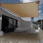 HIPPO Waterproof Rain Sail HDPE Fabric Rain Protection Sails for Terrace Shed, Shade Awnings for Car Parking (2IN1 Bamboo-Mocha, 8.00FTX16.50FT)