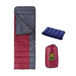 Rocksport Camplite +8°C to +20°C Rectangular Shape Sleeping Bag for Camping, Hiking, Indoor & Outdoor, Warm Sleep Bag l Free Air Pillow & Adventure Pass (Maroon/Grey STR)