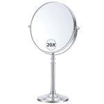 MIYADIVA Magnifying Mirror 20x, Double Sided 1X & 20X Magnifying Mirror on Stand, Large Tabletop Magnified Vanity Mirror, Magnified Mirror with 360°Rotation for Bathroom or Bedroom