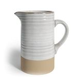 Barnyard Designs Ceramic Stoneware 1.5 Quart Pitcher with Handle, Vintage Farmhouse Style Milk Jug or Flower Vase, Home Decor Table Decoration, Ivory/Tan, 18 x 18.5cm