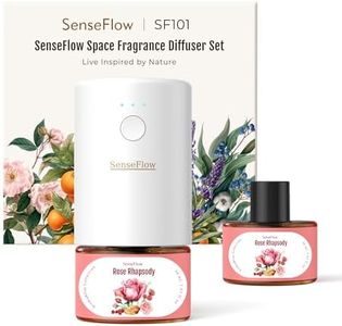 SenseFlow SF101 Pro Plug In Air Freshener, Waterless Essential Oil Diffuser, Non-Toxic Aroma Diffuser, Adjustable 120-Day Natural Scent Mist, Covers 1000 Sq Ft- Free 30ml Rose Rhapsody