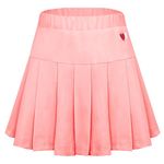 Teen Girls Tennis Skorts Casual Cotton Pleated Dress Schoolwear Skirts Elastic Waist Pleated School Uniform Skorts A Linen Flowy Basic Box Skirts Pink 10-12 Years