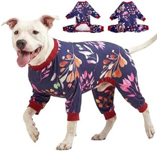 LovinPet Navy Berries Print Suit, Large Dog Jammies, Pitbull PJ's, Lightweight Pullover Pajamas, Full Coverage PJs/Large