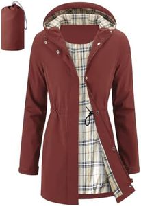 iCreek Women's Long Rain Jacket Waterproof Packable Hooded Windbreaker (Wine Red, M)