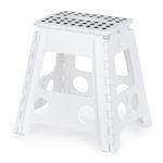 LIVIVO Folding Step Stool – Compact and Lightweight Two Tier Anti Slip Stepping Stool - Folds Flat with Carry Handle for Easy Storage and Transport (White)