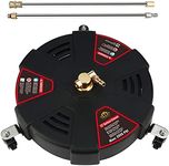 kowaku Driveway Power Washer, Rotary Surface Cleaner Attachment with Wheels, Replaceable sturdy Flat Surface Cleaner for Driveway (13 inch-2500PSI with 2 Extension Wands)