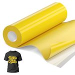 JAVIGA Lemon Yellow Heat Transfer Vinyl, 12" x35ft Lemon Yellow Iron On Vinyl, Yellow HTV Vinyl Compatible with Cricut All Machines, Lemon Yellow Heat Press Vinyl to Make Your Clothes Special