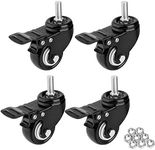 1.5" Threaded Stem Casters with Brake, Heavy Duty Swivel Caster Wheels with M8x25 Threaded Stem and Nuts for Shopping Carts, Trolley, Workbench, Furniture (Pack of 4) (M8x25)