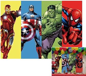 Hero Backdrop for Boy Birthday Party Super City Red Hero Anime Iron Photography Background 7x5ft Children Bday Party Supplies Baby Shower, 7x5FT(210x150CM)