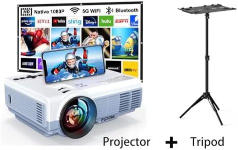 Projector with WiFi and Bluetooth, 5G WiFi Native 1080P Projector, FUDONI Portable Outdoor Projector for Home Theater, Compatible with HDMI/USB/PC/TV Box/iOS and Android Phone