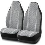 Road Comforts Baja Blanket Seat Covers Gray Diamond High Back Bucket Seat Covers - Jacquard Fabric, Airbag Compatible, Universal Fit for Cars, Trucks, SUVs, and Vans