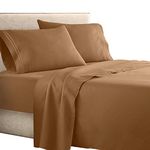 Clara Clark® Supreme 1500 4 piece Bed Sheet Set Cal-King Size Mocha